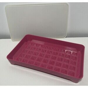 Tupperware Hot Dog Bacon Meat Keeper 1292 1293 Pink Sheer